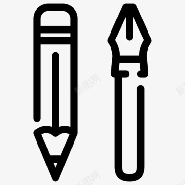 铅笔和笔存储项目图标图标