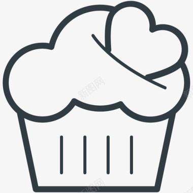 纸杯蛋糕食物线图标图标