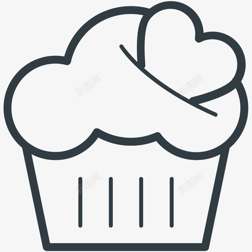 纸杯蛋糕食物线图标svg_新图网 https://ixintu.com 纸杯蛋糕 食物矢量线图标