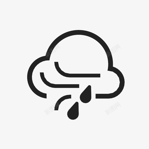排棚风天气图标svg_新图网 https://ixintu.com 云 冷 天气 天空 排棚 时间 水 降水 雨 风