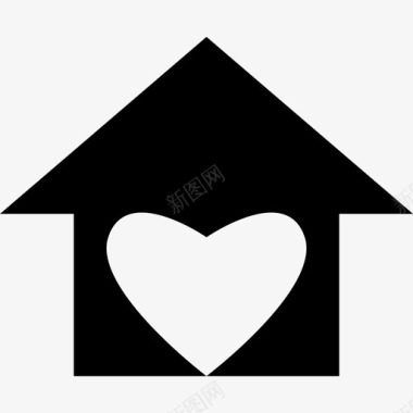 有爱的房子心形建筑物心跳图标图标