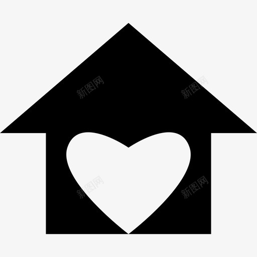 有爱的房子心形建筑物心跳图标svg_新图网 https://ixintu.com 建筑物 心跳 有爱的房子心形