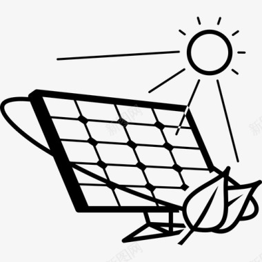 阳光下的生态太阳能板工具和用具能源图标图标