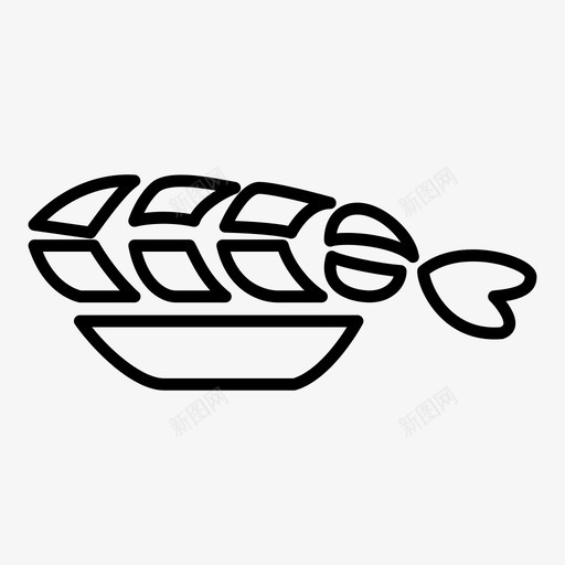 寿司海鲜盘子图标svg_新图网 https://ixintu.com 寿司 展示品 材料 海鲜 炸鱼 热鱼 物品 盘子