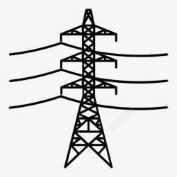 高压标志输电塔已连接电力图标高清图片