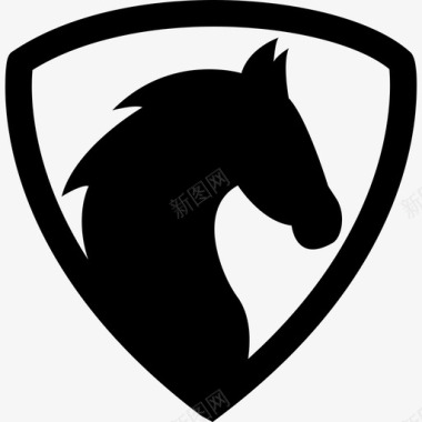 黑马头戴盾牌动物马2图标图标