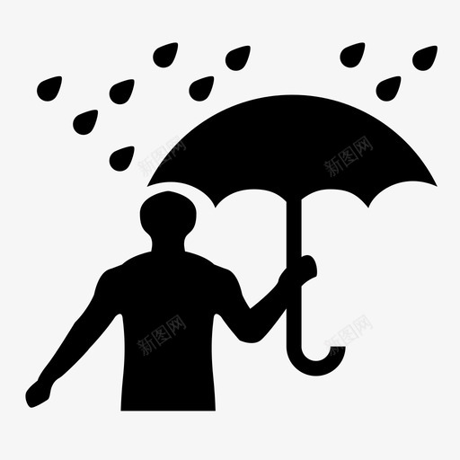 雨坠落人图标svg_新图网 https://ixintu.com 人 坠落 天气 潮湿 降水 雨 雨伞 雨滴
