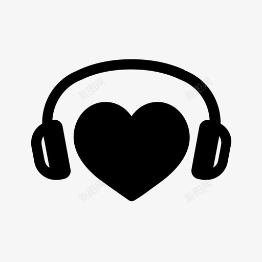 心形耳机浪漫音乐图标svg_新图网 https://ixintu.com 听 听你的心 心 心形耳机 心跳 浪漫 爱 音乐