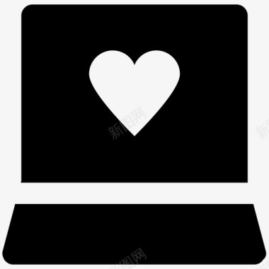 笔记本电脑电脑心形符号图标图标