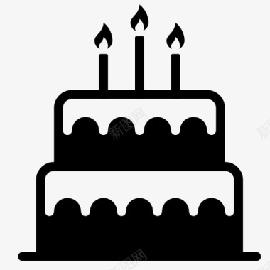 生日蛋糕蜡烛庆典图标图标