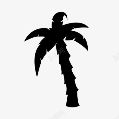 椰子叶热带棕榈树棕榈油图标图标
