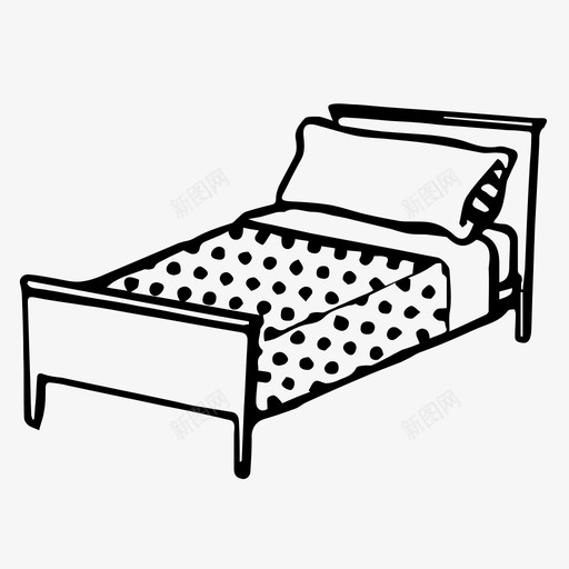 床对象手工制作复古时髦风格图标svg_新图网 https://ixintu.com 对象手工制作复古时髦风格 床