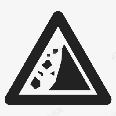 落石松土岩石危险图标图标