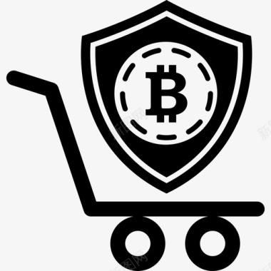 比特币安全购物盾标志商业图标图标
