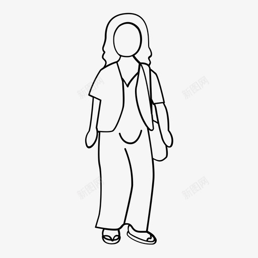 女性站着人图标svg_新图网 https://ixintu.com 人 人户外轮廓 女士 女性 文章 材料 物体 站着 老人 街道