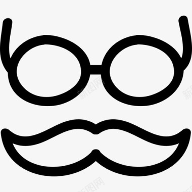 胡子和眼镜手绘轮廓手绘图标图标