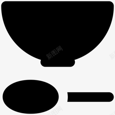 碗和勺子食物大胆的固体图标图标