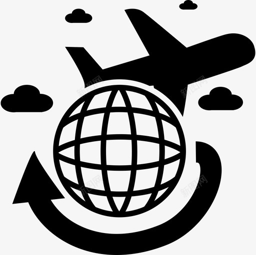 乘坐飞机环游地球交通工具地球图标svg_新图网 https://ixintu.com 乘坐飞机环游地球 交通工具 地球图标