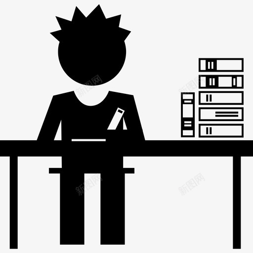 学生坐在桌子后面旁边放着一摞书教育图标svg_新图网 https://ixintu.com 学术2 学生坐在桌子后面 教育 旁边放着一摞书