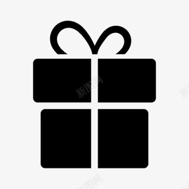 礼品盒简单的黑色图标图标