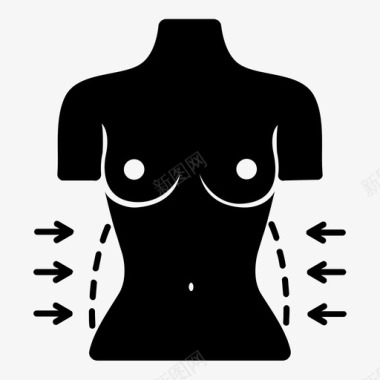 腰部手术苗条图标图标