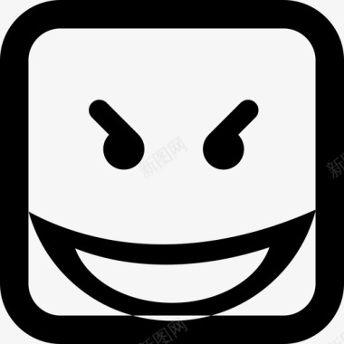 邪恶的微笑方块表情符号脸界面情绪方块图标图标