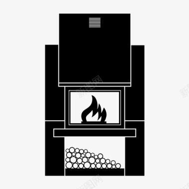壁炉烟囱火图标图标