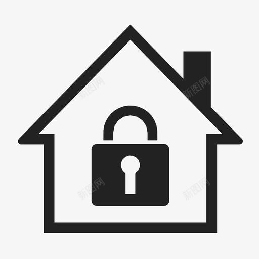 上锁的房子补充安全图标svg_新图网 https://ixintu.com 一代 上锁的房子 保护 安全 宽 封闭 时尚 胶粘 补充