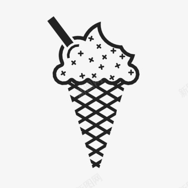 冰淇淋筒夏季标志图标图标