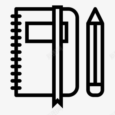 笔记本和铅笔削尖记住图标图标
