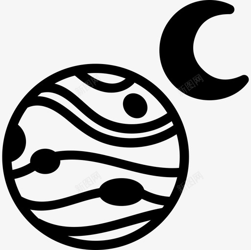 有一个月亮的行星形状空间图标svg_新图网 https://ixintu.com 形状 有一个月亮的行星 空间图标