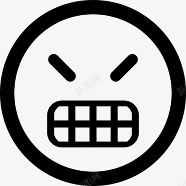 愤怒的表情符号方脸界面情绪圆润图标图标