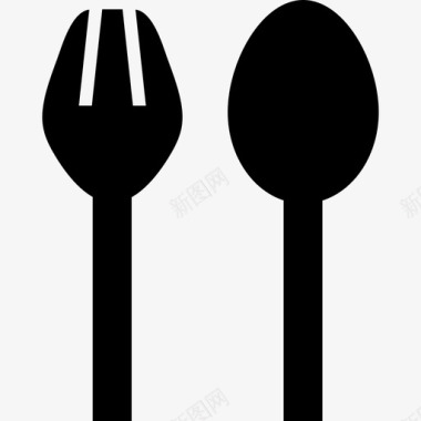 叉子和勺子的轮廓吃的工具和器具指向的图标图标