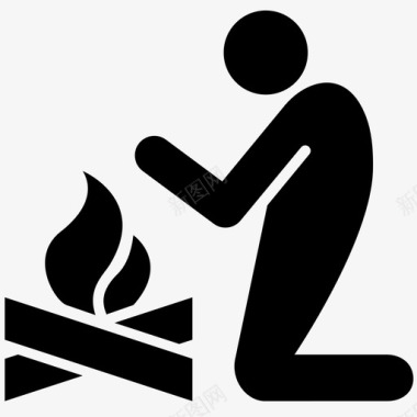 篝火暖气烤面包图标图标