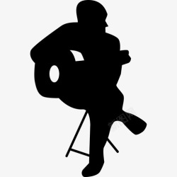 弗拉门戈吉他手的图标弗拉门戈吉他手坐剪影弗拉门戈舞扁平图标高清图片