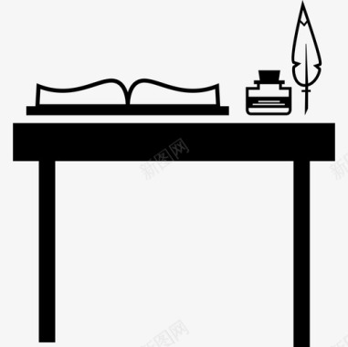 书桌用开本墨水瓶和羽毛笔书写学历学历1人图标图标