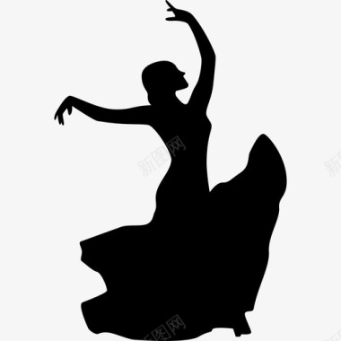 弗拉门戈舞女舞者弗拉门戈舞扁平舞图标图标