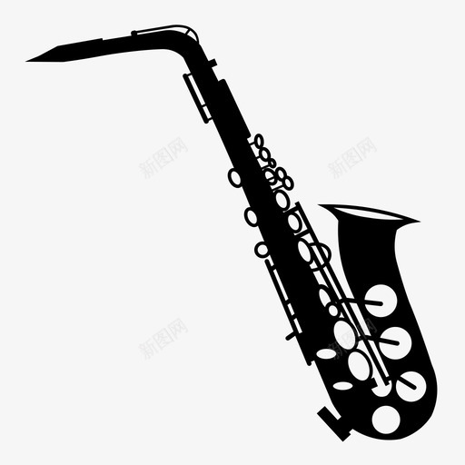 萨克斯管铜管乐器图标svg_新图网 https://ixintu.com 乐器 声音 爵士乐 簧片 萨克斯管 铜管 音乐