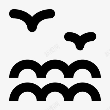海鸥翅膀波浪图标图标