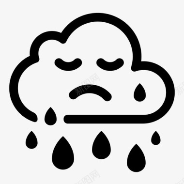 悲伤的云符号雨图标图标