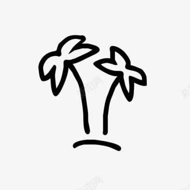 棕榈树旅游三图标图标
