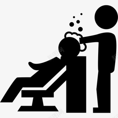 理发师用泡泡洗发水为客户洗头人发廊图标图标