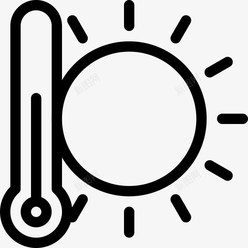 白天温度天气预报炎热图标svg_新图网 https://ixintu.com 夏季 天气 天气线图标 天气预报 太阳 温度计 炎热 白天温度