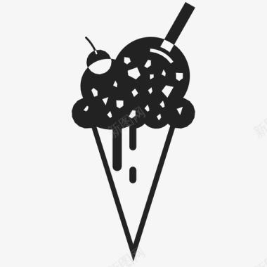 冰淇淋筒减法信号图标图标