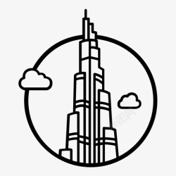 迪拜大楼哈利法塔最高减法图标高清图片
