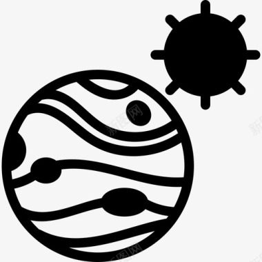 木星和太阳形状空间图标图标