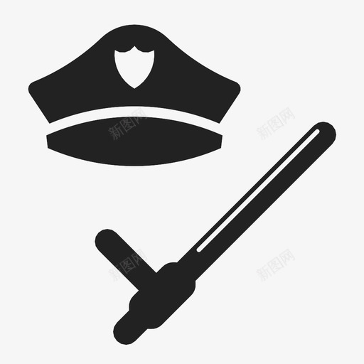 警察发球步枪图标svg_新图网 https://ixintu.com 保护 发球 守卫 帽子 攻击 棍棒 步枪 武器 警察 防御