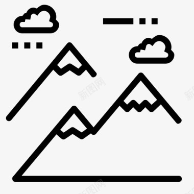 山脉雪盖比利牛斯山脉图标图标