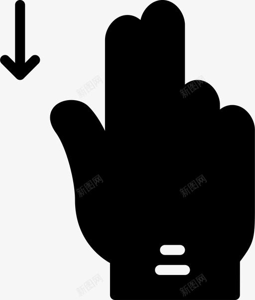 三个手指向下滑动手势手图标svg_新图网 https://ixintu.com 三个手指向下滑动 手 手势 粉碎图标手势实心