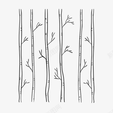 桦树枝树减法图标图标